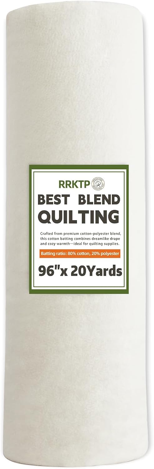 Cotton Quilt Batting by The Roll，80/20 Cotton/Polyester Blend Batting for Quilting,Warm Soft Natural Batting for Sewing,Stuffing for Crafts Handmade Quilts& Sewing Project-96 X 10 Yard