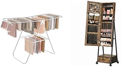 SONGMICS Clothes Drying Rack, Jewelry Cabinet Floor Standing, ULLR052W01 and UJJC004X01