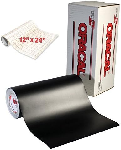 ORACAL Matte Black Adhesive Craft Vinyl for Cameo, Cricut & Silhouette Including Free Roll of Clear Transfer Paper (150ft x 12