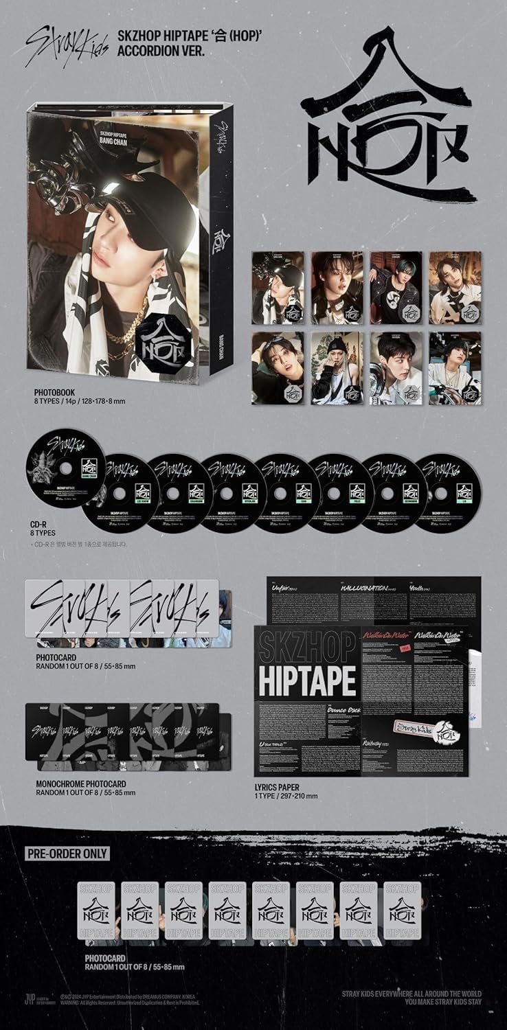 Stray Kids SKZHOP HIPTAPE HOP Album ACCORDION Ver 8 Set (All Member Accordian 8 Version Set)