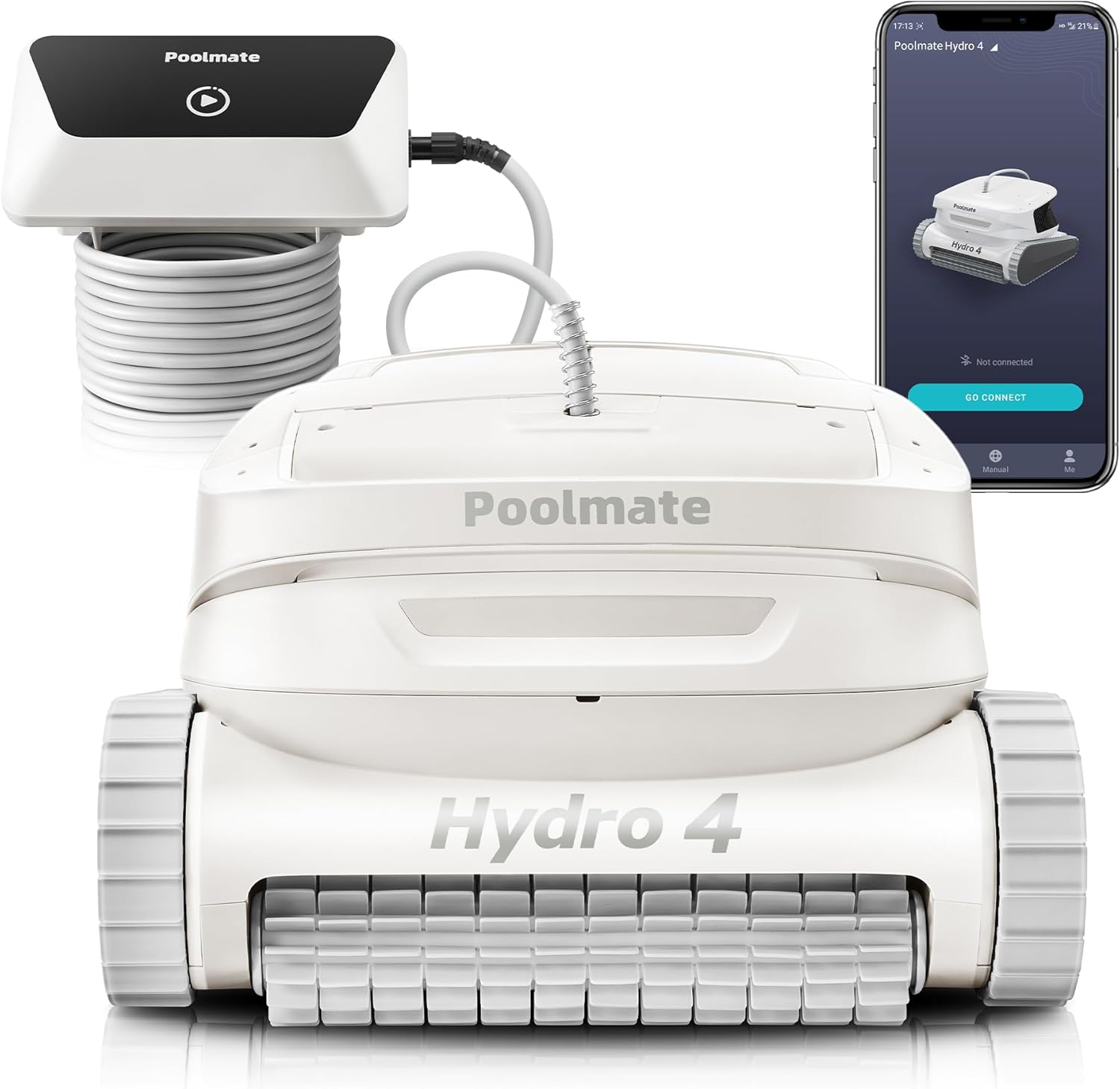 Hydro 4 Pool Vacuum for Inground Pools | Robot Cleaner for Floor, Wall & Waterline Cleaning | Always Cleaning, Never Charging | Smart App Control with WiFi & Bluetooth | 50ft Cord | 4.1L Filter Basket