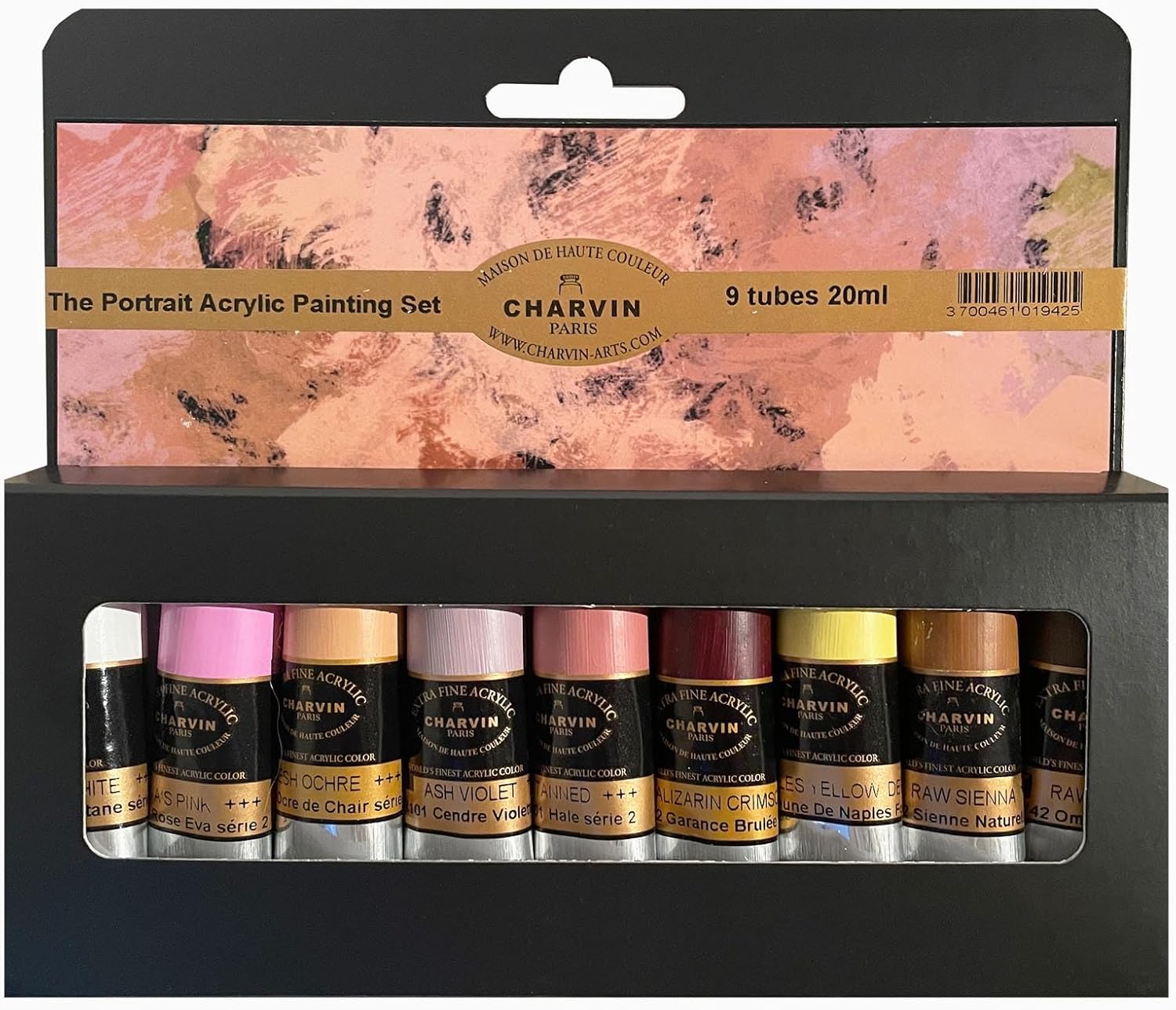 Charvin Extra Fine Professional Acrylic Paint Set for Artists, Portrait Colors - Bonjour Set of 9, 20 ml Tubes, Triple-Milled, Lightfast Pigments, Artist Acrylic Paints in Nature-Inspired Hues