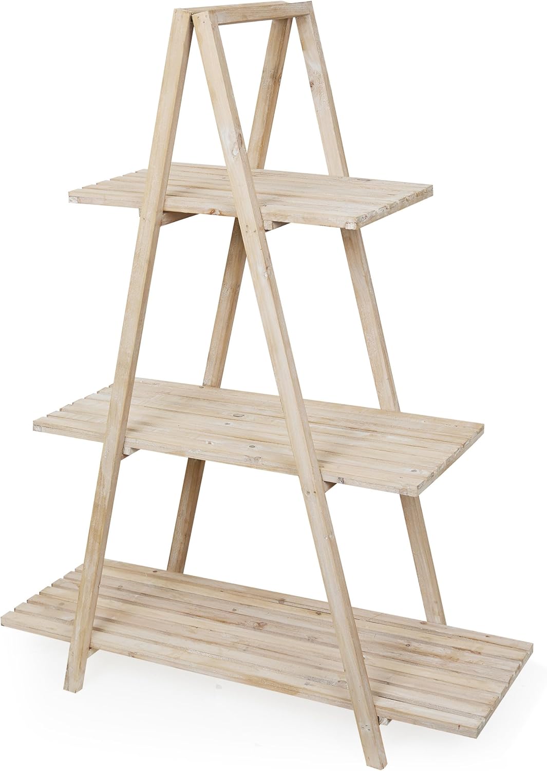 Alpine Corporation MBB164 Wood 4-Tier Storage Organizer with Chalkboard, Rustic Wooden Display Rack for Books, Plants, Decor