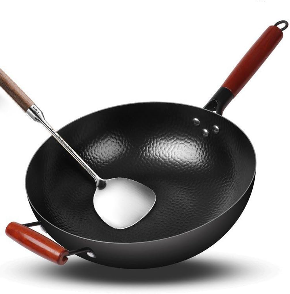 Iron Wok Large Handle Non-stick Gas Cooker Pan Kitchen Cookware Pot