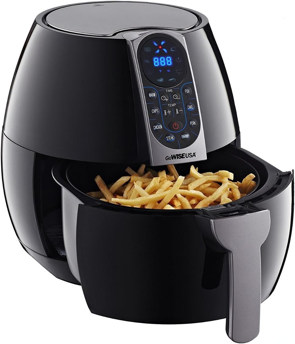 GoWISE USA 3.7-Quart Programmable Air Fryer with 8 Cook Presets, GW22638 - Black