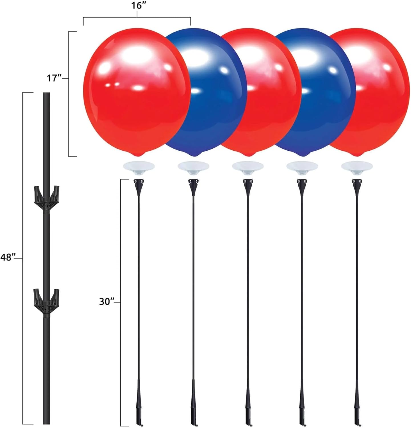 Generic Heavy-Duty Weighted Base Stand for Secure and Stable Balloon Displays - Reusable Balloon Ground Pole Bases - 18