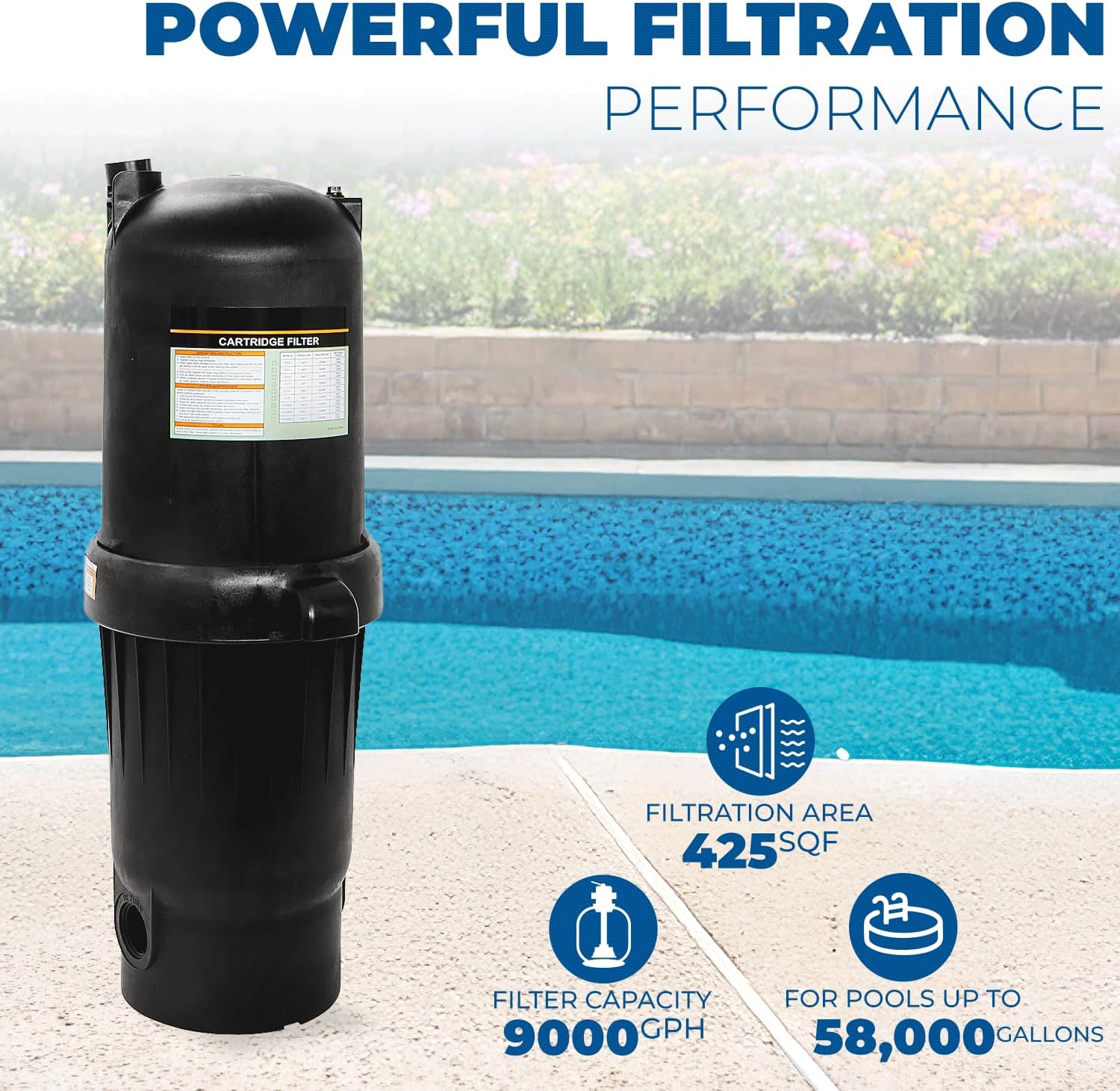 XtremepowerUS 175 sq/ft Swimming Pool Cartridge Filter In-Ground Pool/Spa Pool Filter for Pool Up to 35,000 Gallons
