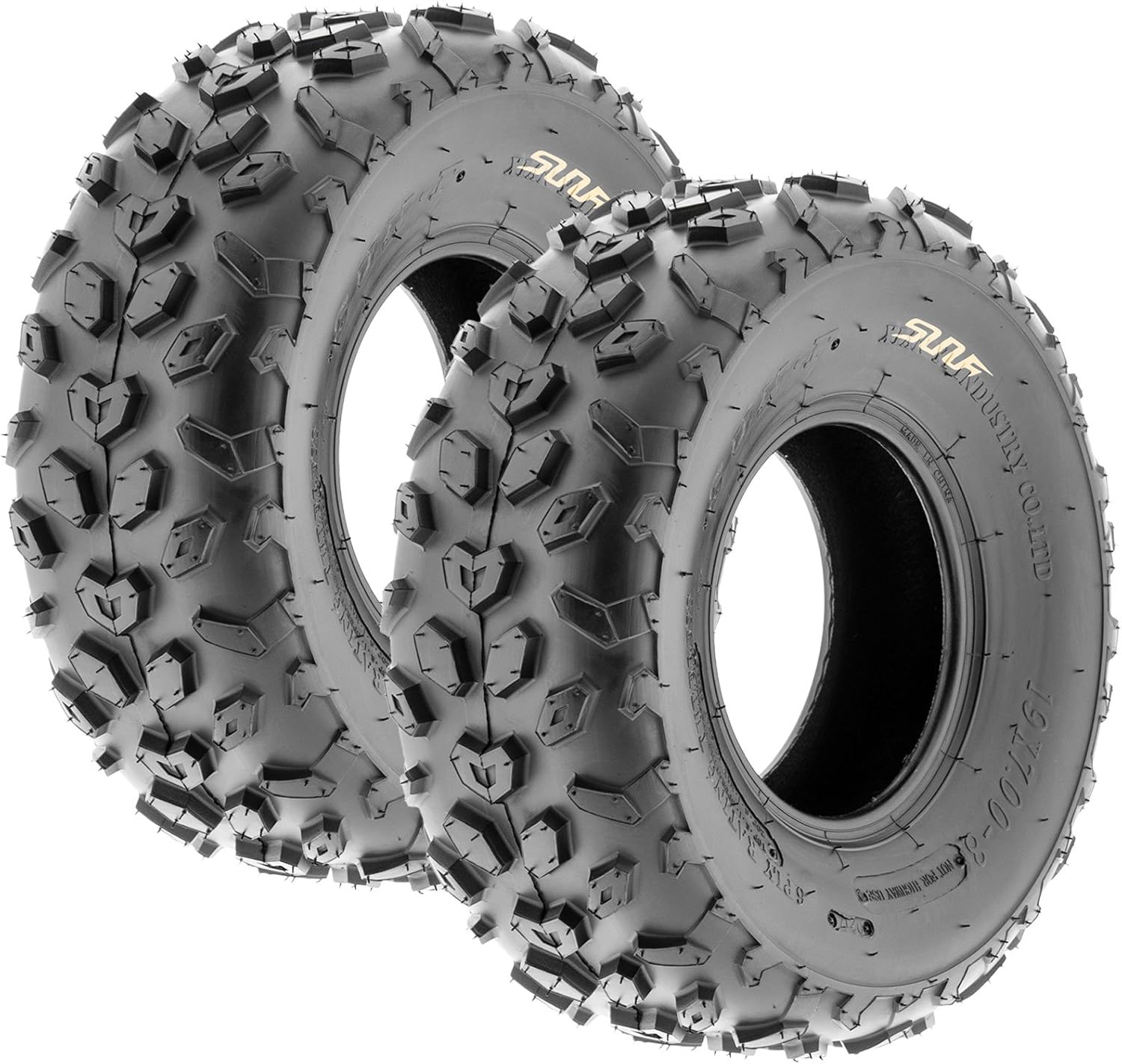 SunF A014 XC-Sport ATV & Go Kart 19x7-8 Knobby Tires, 6 PR, Tubeless (Pair of 2)