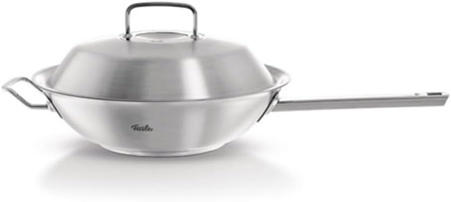 Fissler Original-Profi Collection Stainless Steel 12 Inch, 4.3 Quart Wok with High Dome Metal Lid