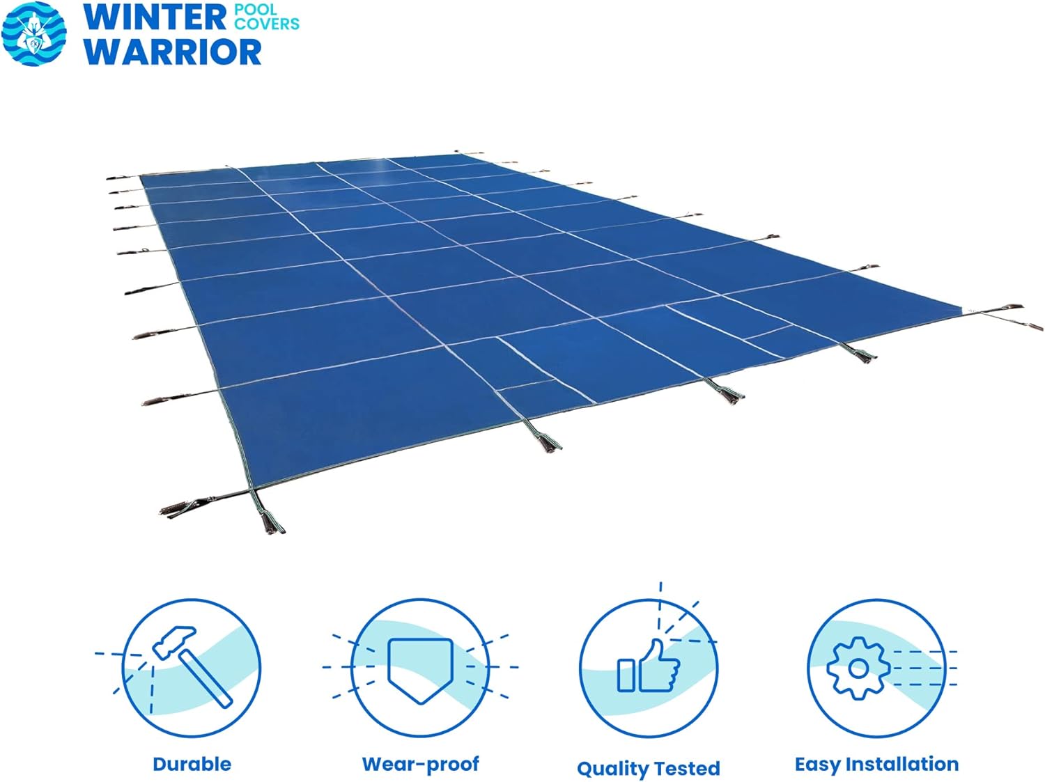 Winter Warrior Mesh Inground Safety Pool Cover - for 16'x32' Pool - Blue