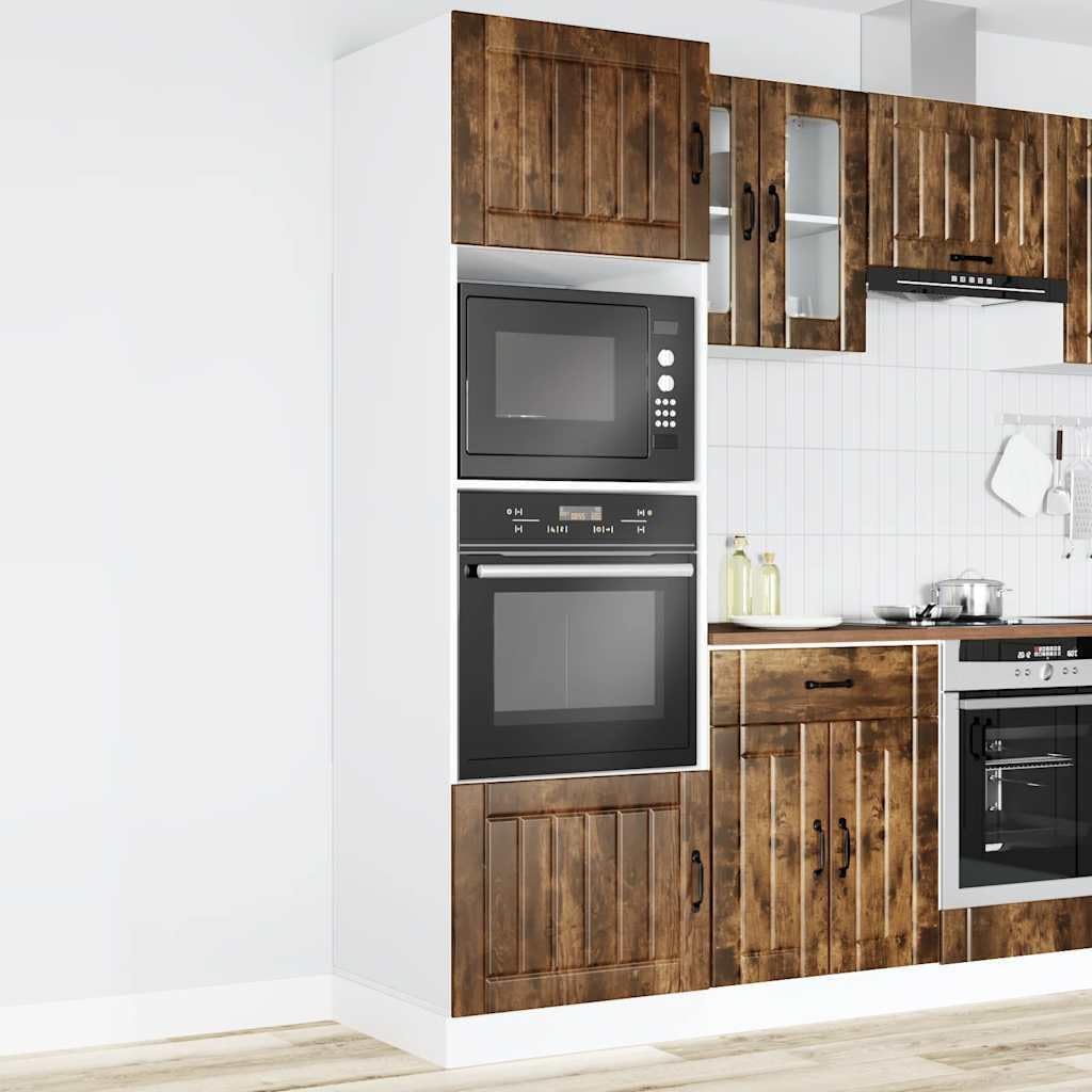 vidaXL Oven Cabinet Smoked Oak Engineered Wood Compact Adjustable Feet