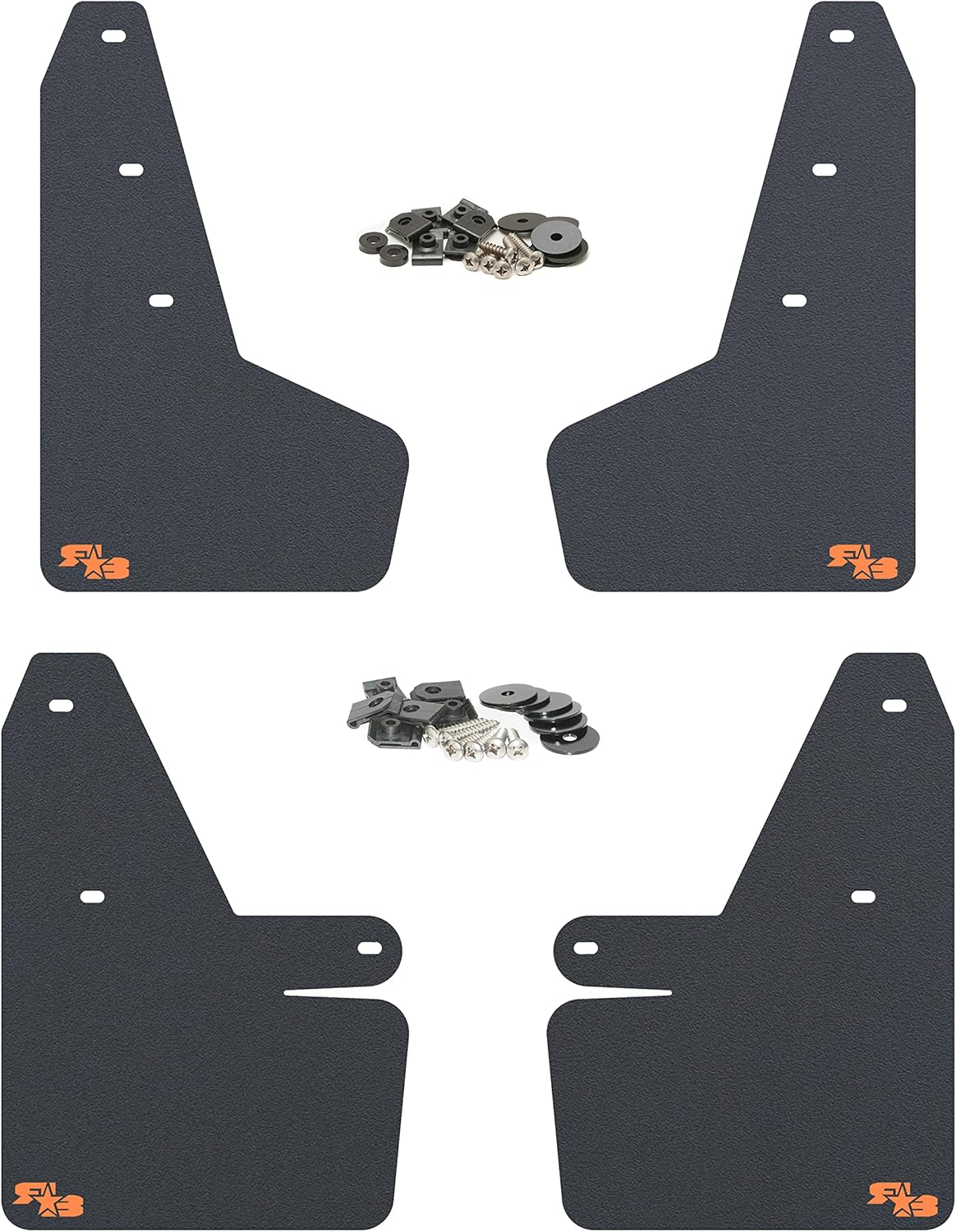 RokBlokz Mud Flaps Compatible with Subaru Crosstrek 2018-2023 - Multiple Colors Available - Mud Guards are Custom Cut and Fit - Includes All Mounting Hardware (Black with Orange Logo)