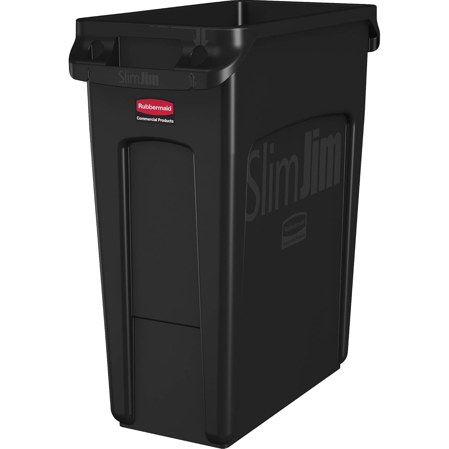 Rubbermaid Commercial Products Slim Jim Trash/Garbage Can with Venting Channels 16-Gallon Black for Kitchen/Office/Workspace Pack of 4