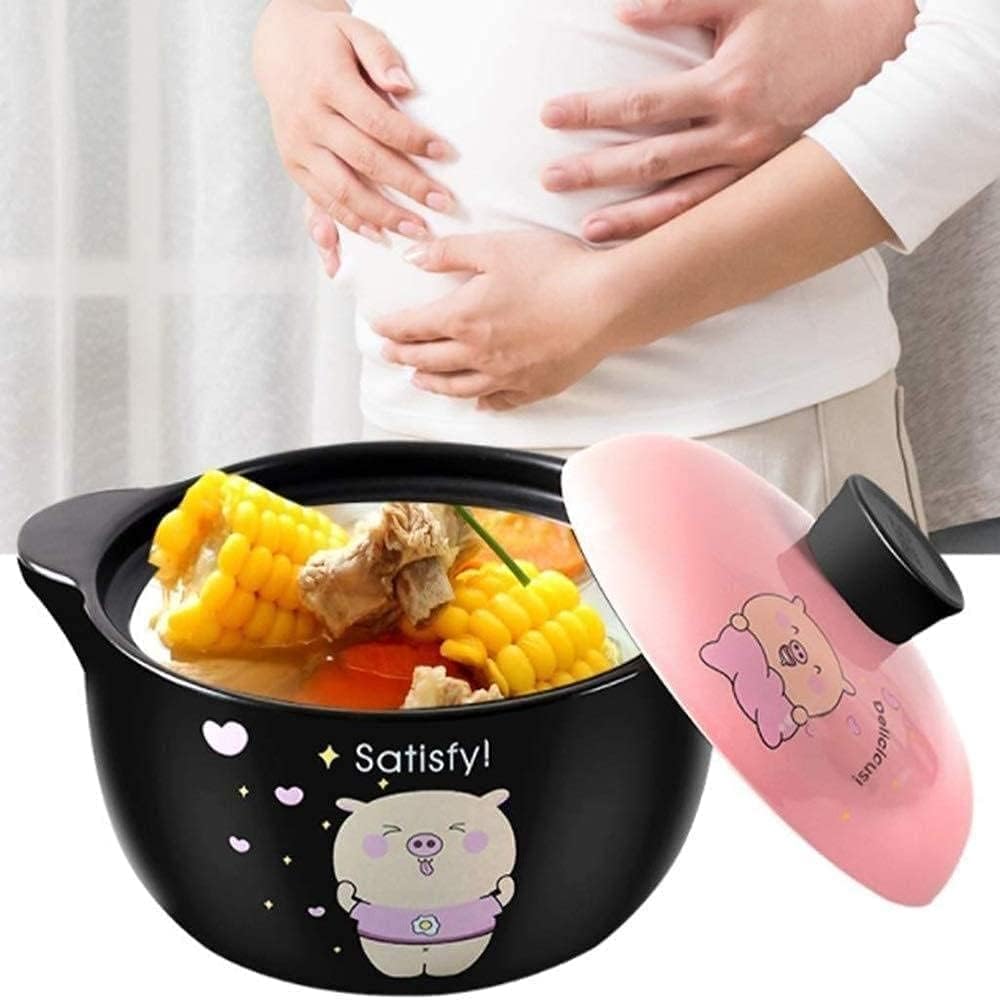 Clay Casserole Pot with Lid, Heat-Resistant Terracotta Stew Pot Ceramic Casserole Clay Cooking Pot Durable Non-Stick Pan(Size:Capacity 5L)