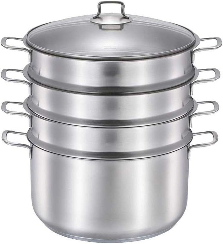 Stainless Steel Steamer,Steamer Keeps The Cooling Handle, Stainless Steel Dishwasher Safe Stainless Steel Steamer Cooking Pot Steamer,