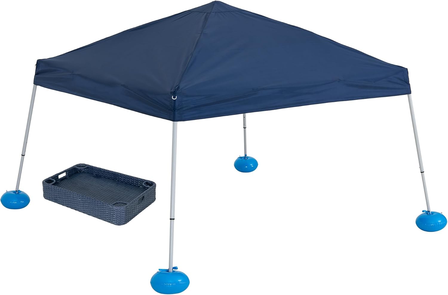 Sunjoy Floating Pool Canopy with Add-on 24x24 in. Wicker Floating Tray, Grey