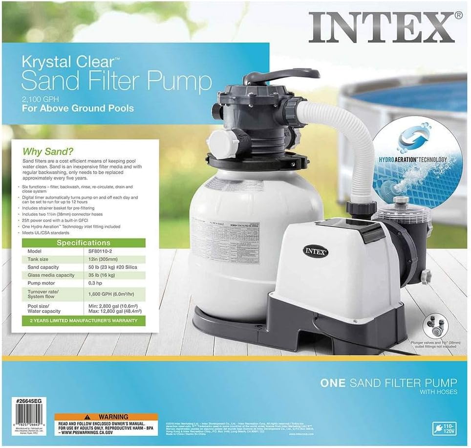 Intex 26651EG 3,000 GPH Above Ground Pool Sand Filter Pump with Automatic Timer