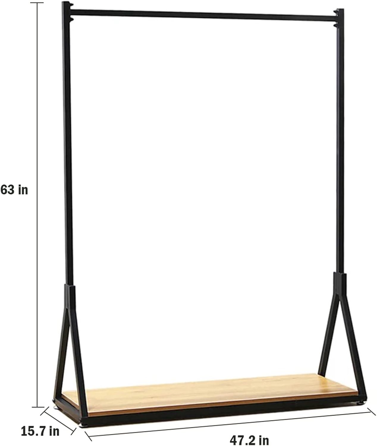 Modern Simple Heavy Duty Metal and Wood Rolling Clothing Garment Rack with Wheel,Creative Commercial Wedding Dress Display Shelf,Floor-Standing Clothes Hangers (Black with Wood, 47.2