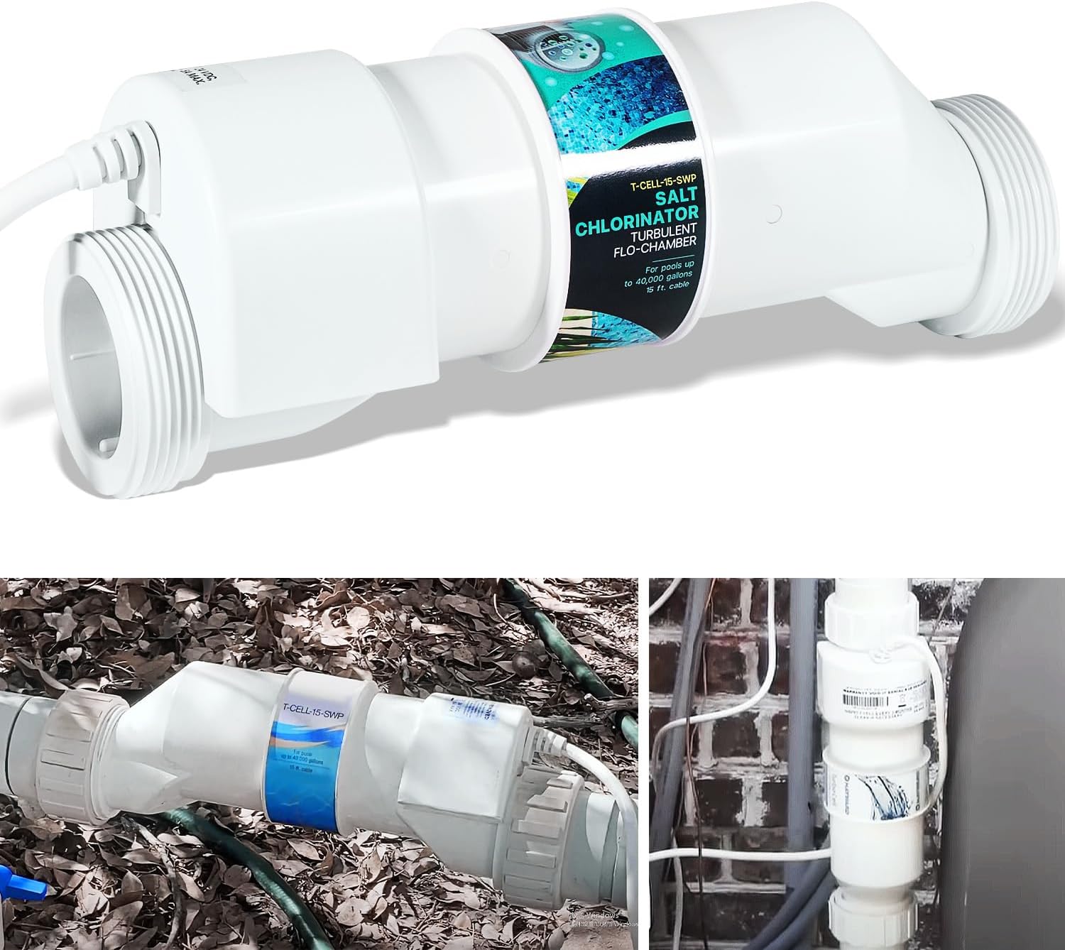 T-CELL-15-SWP Salt ChIorination Cell T 15 Replacement for TurboCell for In-Ground Swimming Pools up to 40,000 Gallons, W3T-CELL-15, T-Cell 15