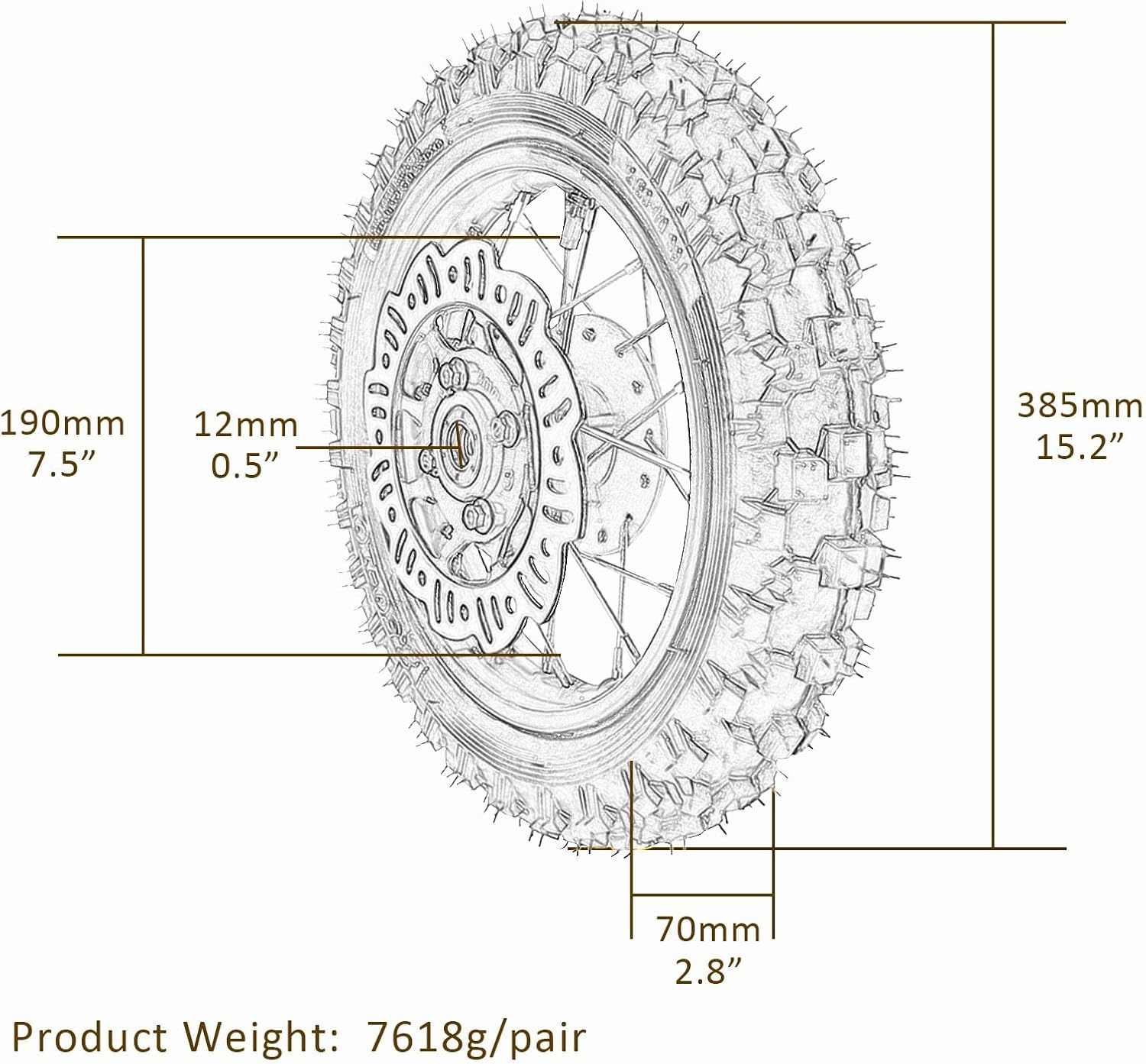 10'' Front Wheel 2.50-10 Tire 1.4 * 10 Rim for 50cc 70cc 110cc Dirt Bike