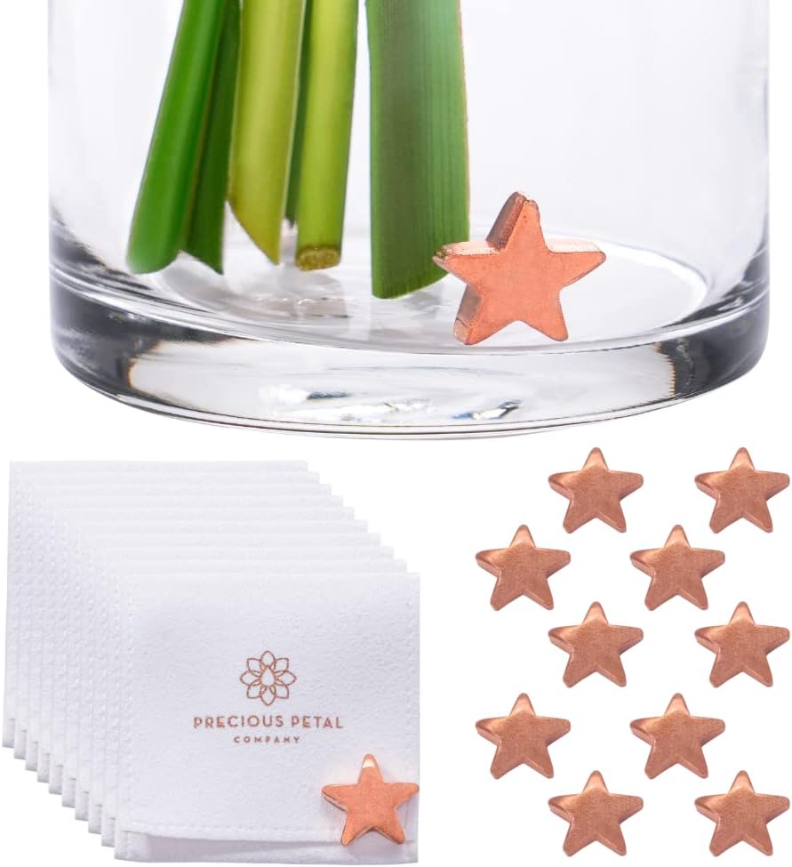 Fresh Cut Flower Food for Fresh Cut Flowers Alternative. Flower Vase Copper Charm Keeps Flower Water Clean and Clear. No More Flower Food Packets