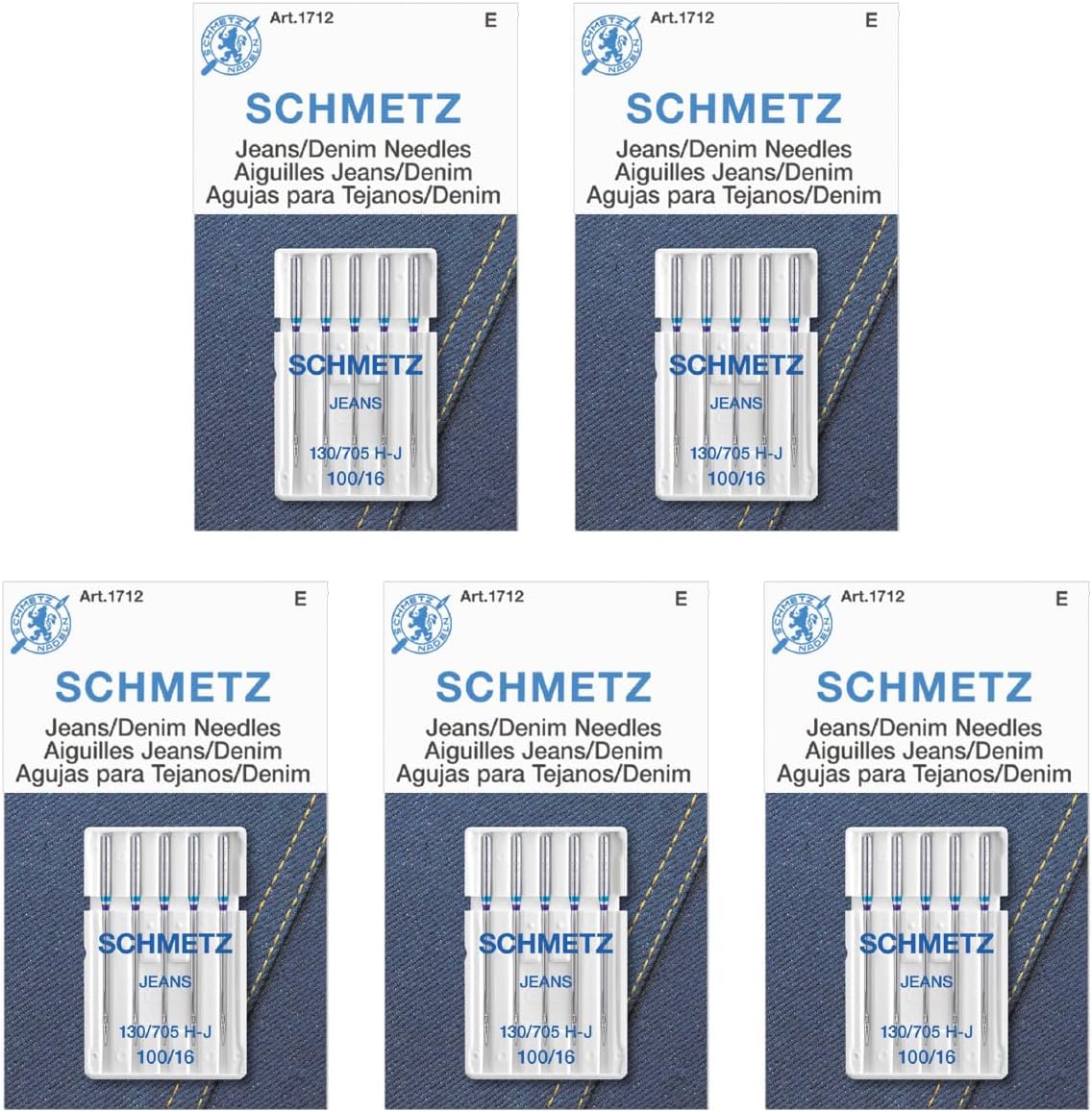 SCHMETZ Jean & Denim Sewing Machine Needles - Precision Needles for Heavy Fabric, Size 100/16, Box of 100