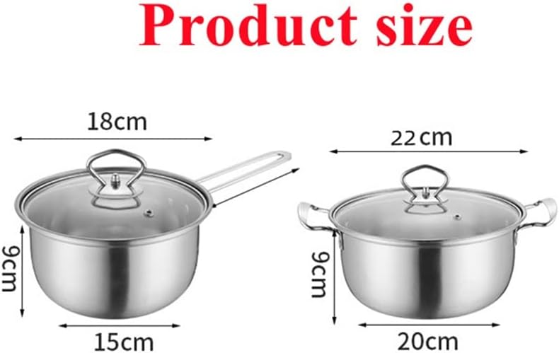 2 Pots 4 Pieces Set Stainless Steel Pot Frying Pan Set Pressure Cooker Cooking Pot Milk Soup Pot Steam Cooker Kitchen Cookware