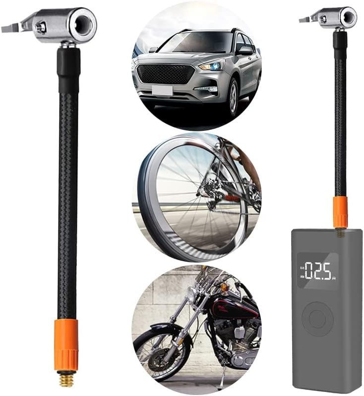 M6 Locking Air Chuck with Air Hose,Standard Tire Valve Fine Thread, Air Inflator Hose Adapter for All Battery-Integrated Air Pump (4, 800mm)