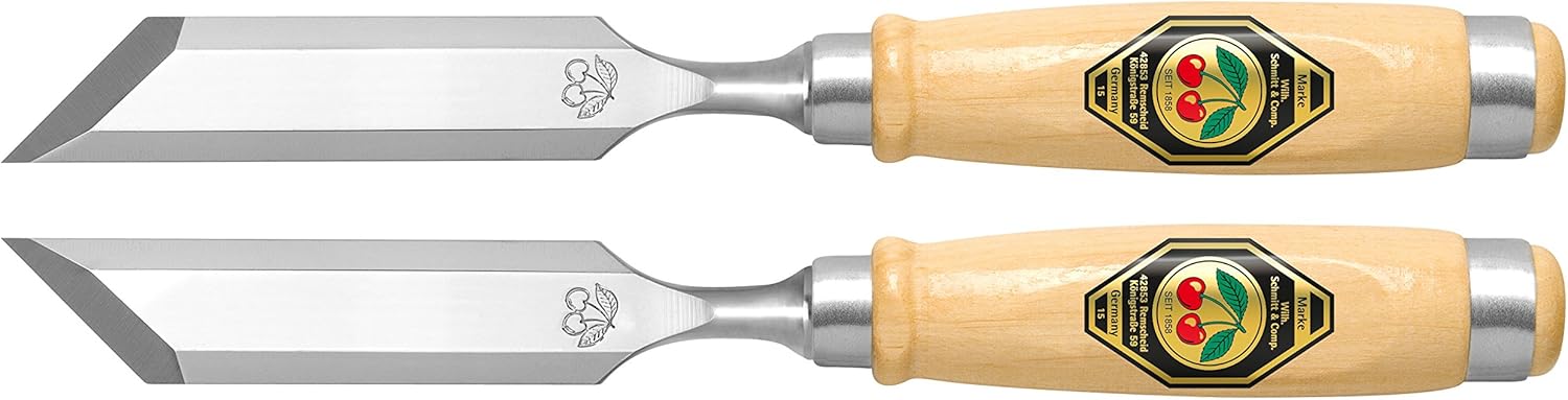 Two Cherries 500-1912 Pair of 12mm Two Cherries Skew Bevel Wood Chisels