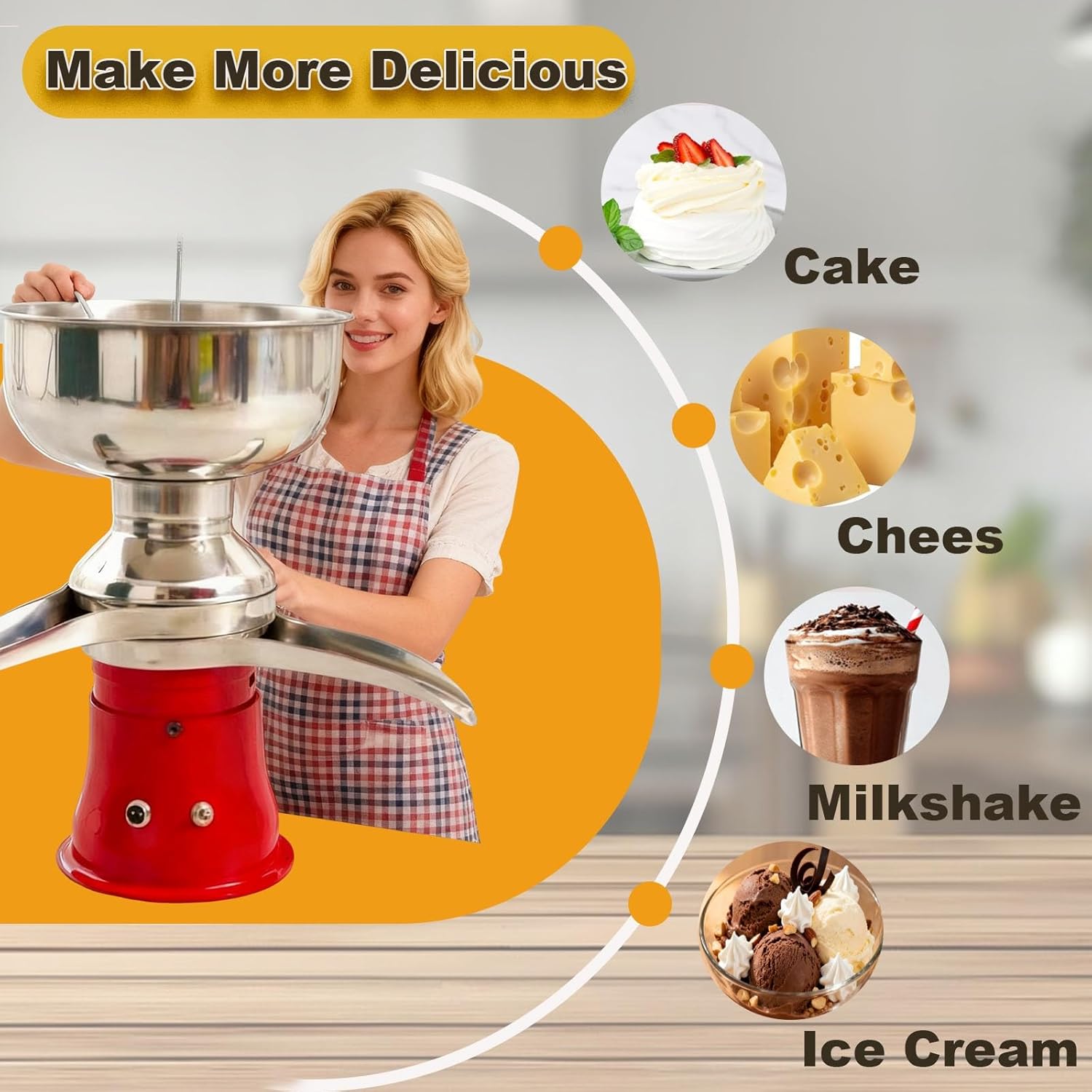 Electric Cream Separator, Milk Centrifuge, 50L/100L/H Milk Extraction Machine, Dairy Farm Equipment(100L/H)