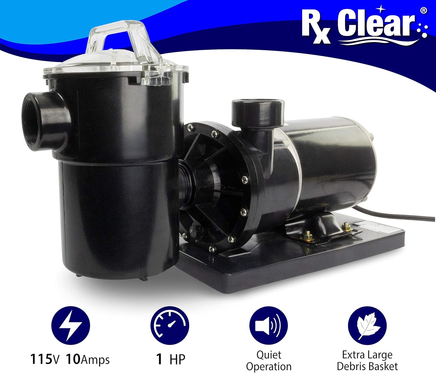 Rx Clear Patriot 16 Inch Sand Filter System | 125 Lb Sand Capacity | 1 HP Niagara Pool Pump | For Above Ground Swimming Pools Up to 15,000 Gallons