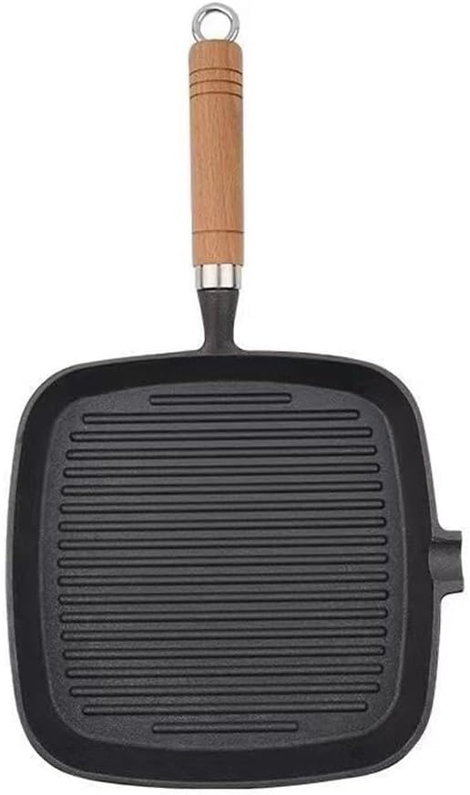 Cast Iron Steak Frying Pan Non-Coated Non-Stick Household Stripes Frying Steak Special Pan