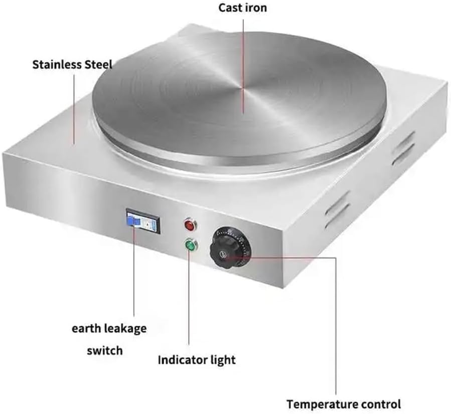 50CM, 220V Commercial Electric Crepe Machine Diameter 40Cm-50Cm Pancake Baking Iron Plate Machine for Commercial Electric Multigrain Pancake (2500W)