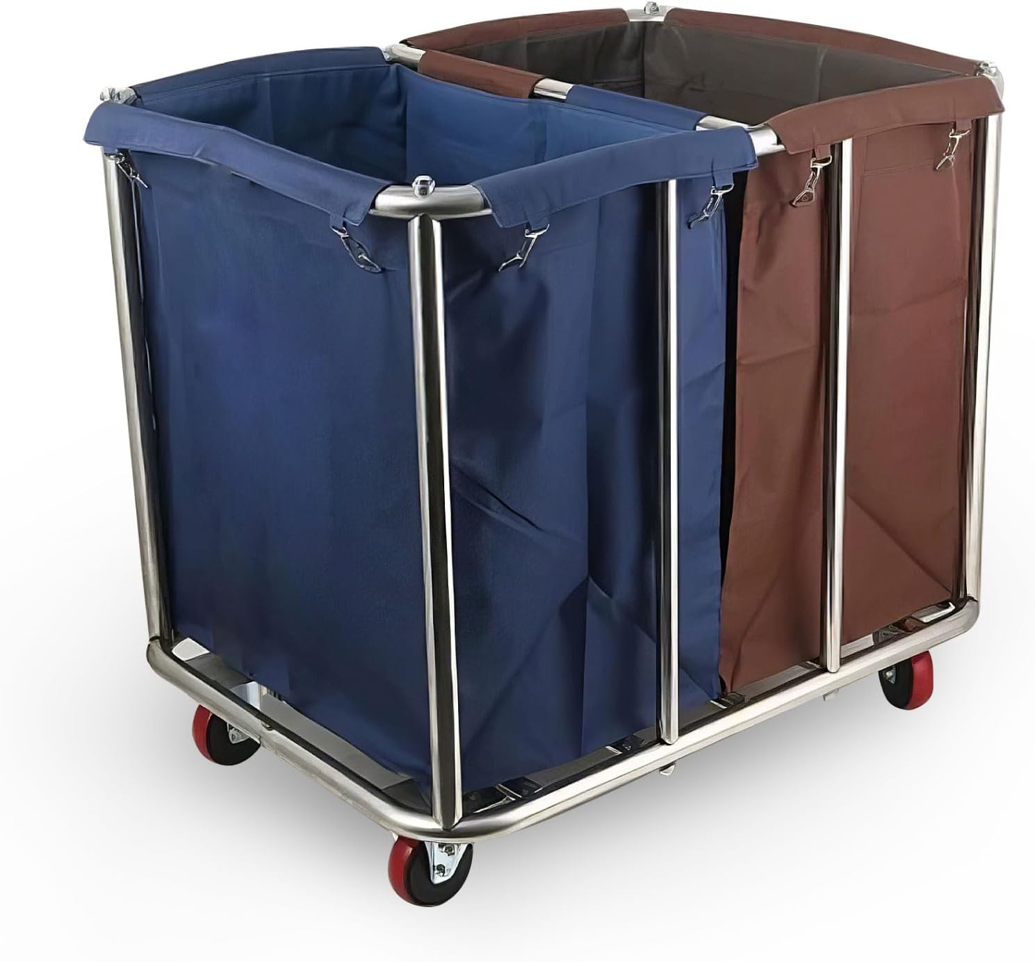 Commercial Laundry Cart with Wheels, Industrial Laundry Cart with Stainless Steel Frame and Waterproof Oxford Cloth, 400L Capacity, Industrial Laundry Hamper Load 440Lbs