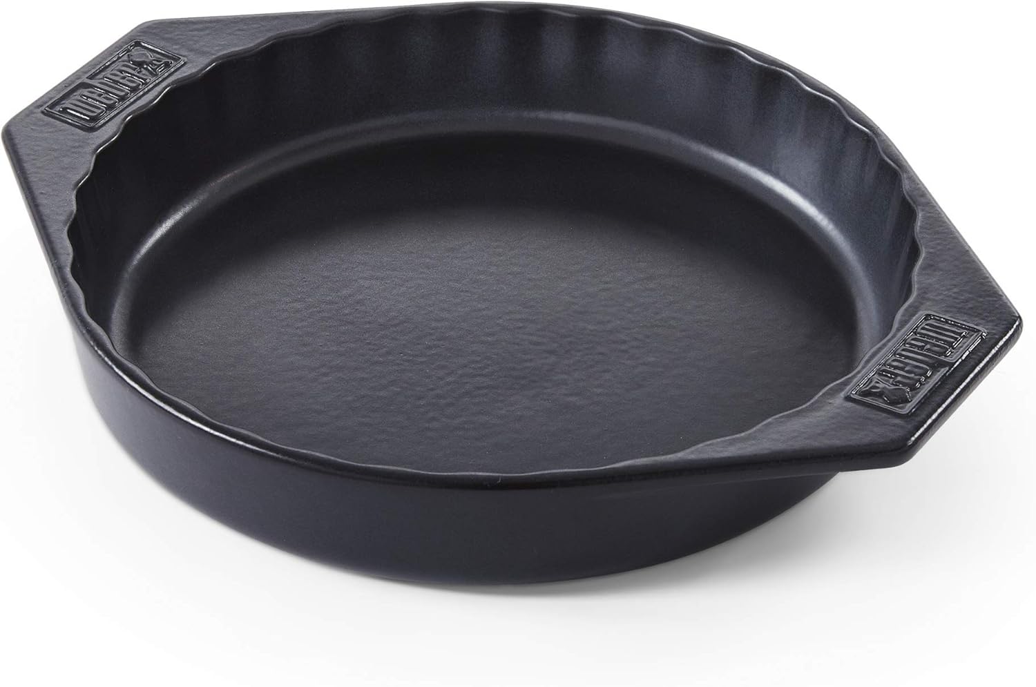 Weber Ceramic Pie Dish | Barbecue Individual round Pie Dish | Non-Stick Pie Plate | Suitable for Use on BBQ Grills Ceramic Cookware Barbecue Accessories – Black (17887)
