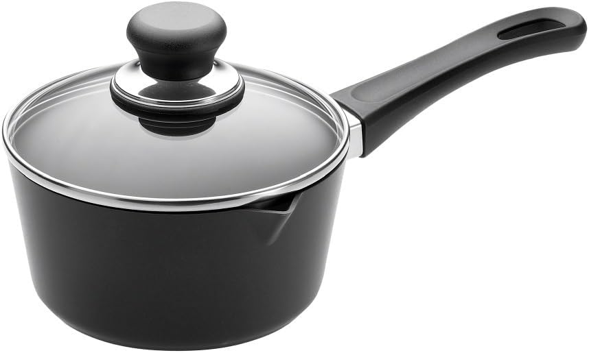Scanpan Classic 1.25 Qt Nonstick Covered Saucepan – Metal Utensil Safe, Dishwasher & Oven Safe to 500°F, Works on Gas & Electric Stovetops, Black
