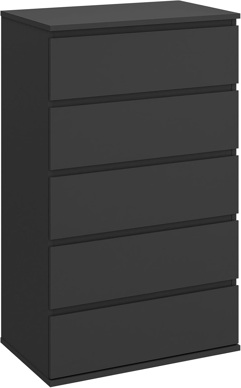 Modern Chest of Drawers, 4/5/6 Drawer Dresser Without Handles Floor Storage Drawer Cabinet Vertical Dresser Storage Organizer for Home Office (5 Drawers, Black)