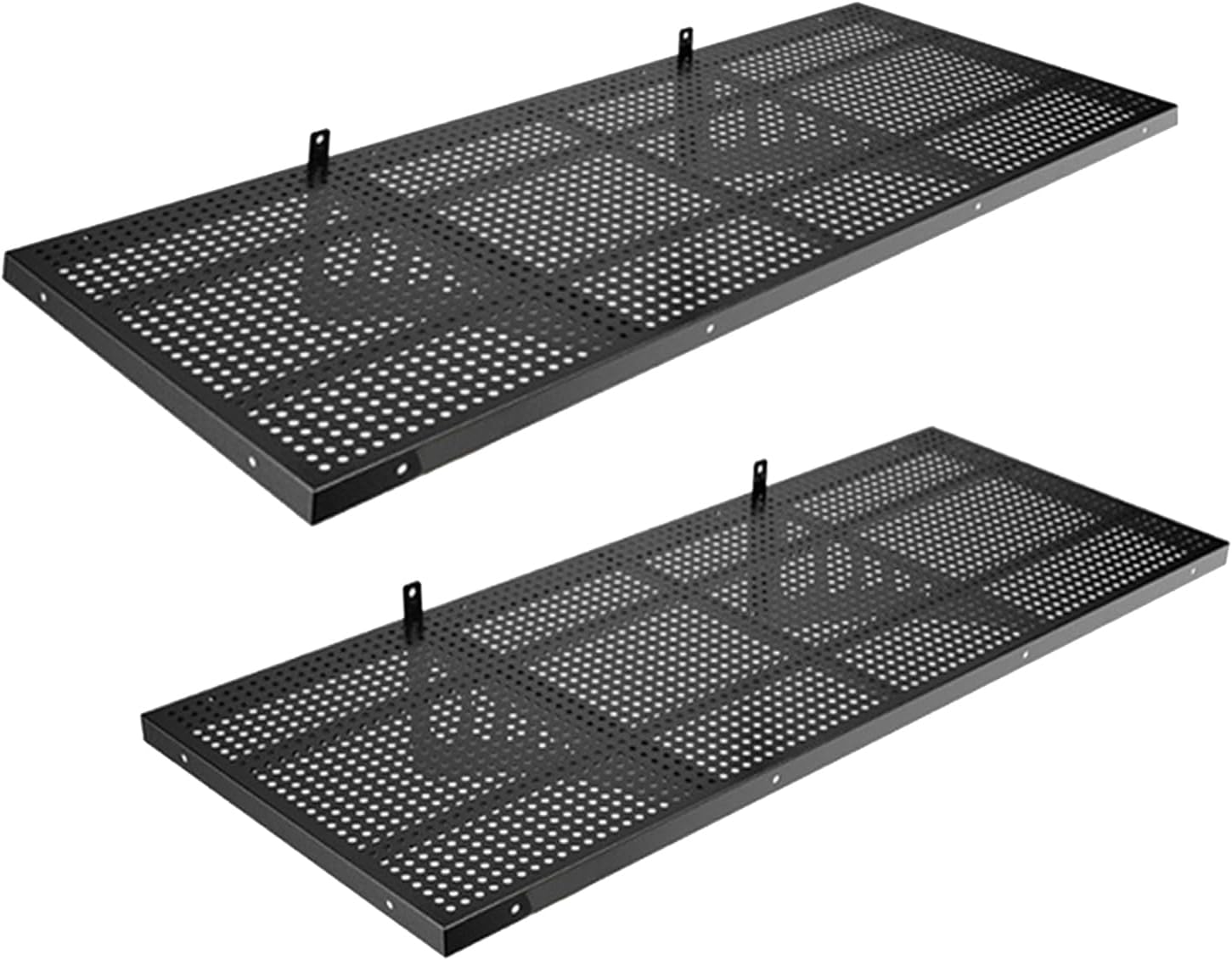 Metal Garage Wall Shelf, Heavy Duty Garage Storage Shelf Wall Mounted (Black, 1.6X4FT-2PACK)