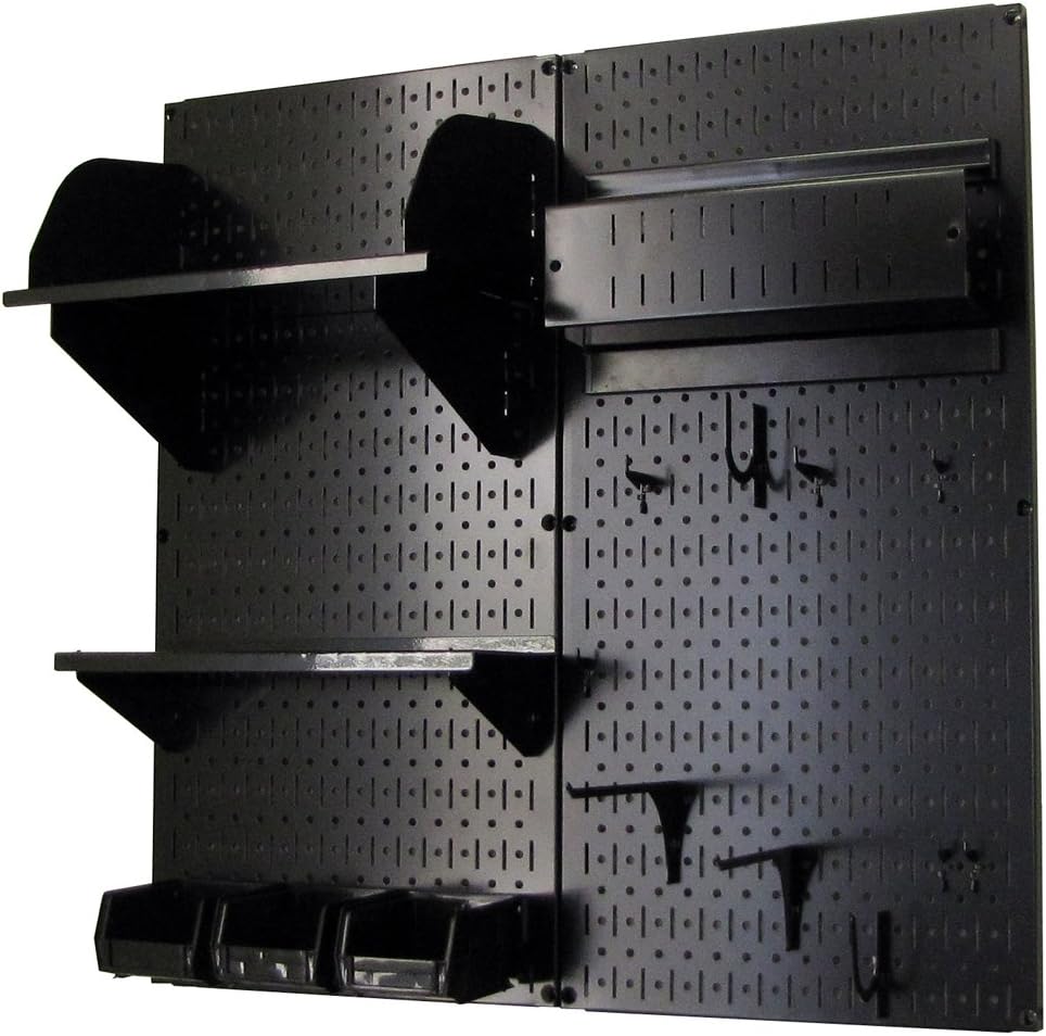 Wall Control Hobby Craft Pegboard Organizer Storage Kit with Black Pegboard and Black Accessories