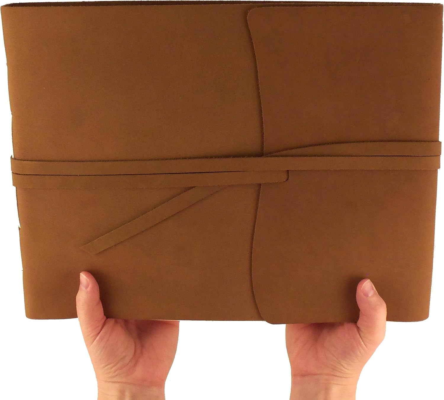 Large Rustic Genuine Leather Photo Album with Gift Box - Scrapbook Style Pages - Holds 400 4x6