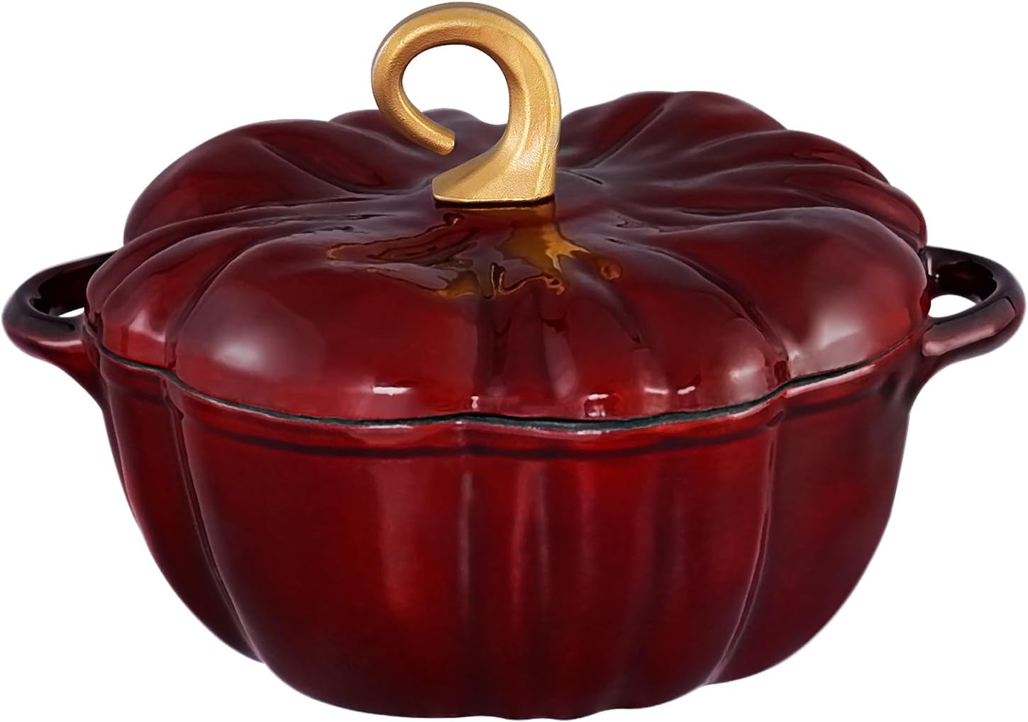 Pumpkin Dutch Oven Pot with Lid 3.3 qt Pumpkin Cast Iron Dutch Oven for Bread Baking Red Enameled Cast Iron Dutch Oven with Handels