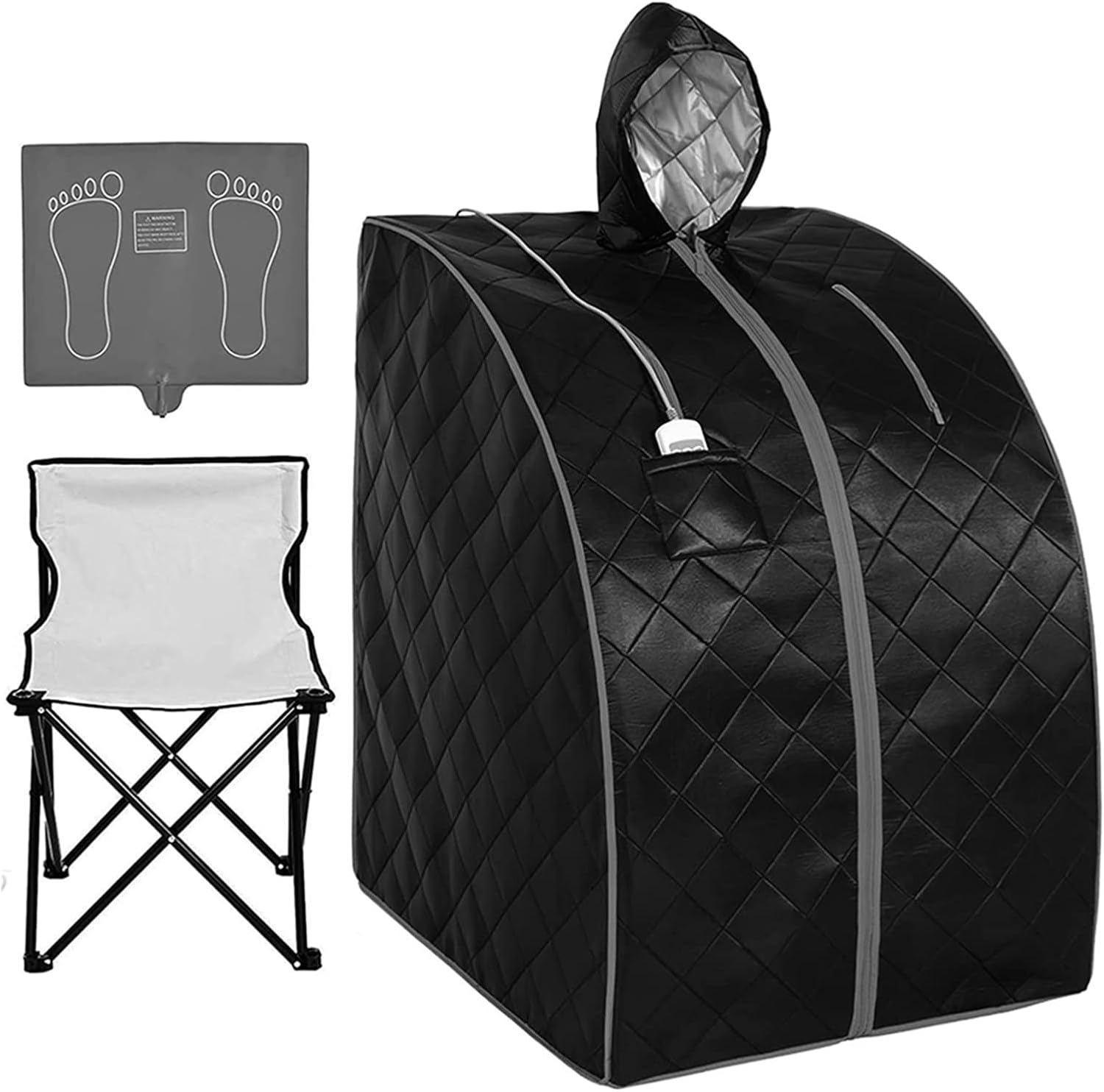 Fast Heating Home Sauna Personal Infrared Sauna with Hat Upgraded Chair Heating Foot Pad for Relaxation Detox Home Spa Easy to Fold up Dark Gray