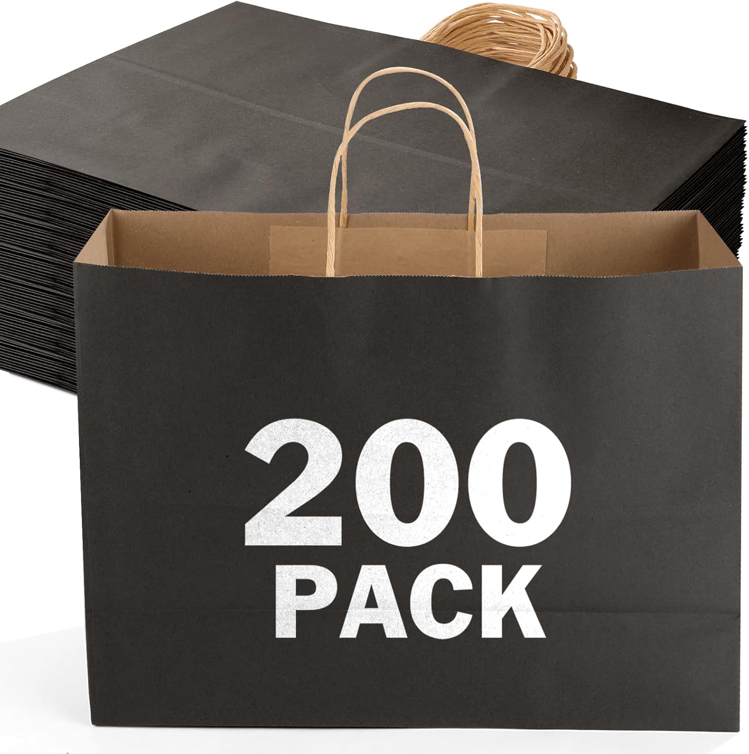 XPCARE 200Pack Large Paper Gift Bags with Handles Bulk,16x6x12 Inch Kraft Bag Packaging Brown Paper Bags for Birthday Party Boutiques Business Retail Stores Merchandise