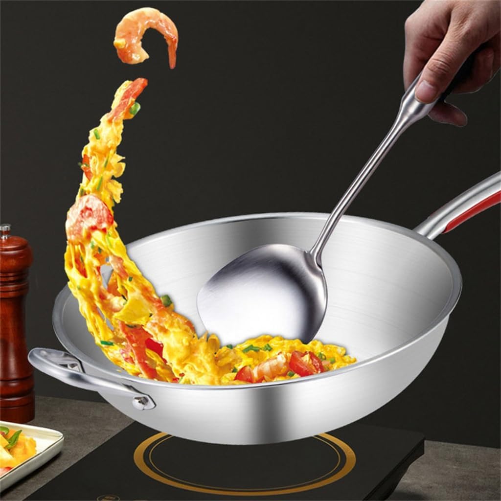 Stainless Steel Frying Pan Household Non-stick Non-coated for Gas Induction Cooker