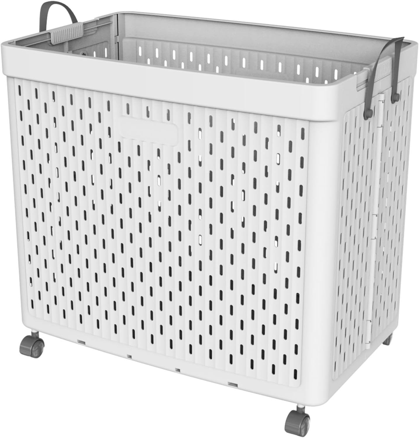 UAK Laundry Basket with Wheels, Collapsible Plastic Laundry Hamper with Handle, Foldable Laundry Basket Organizer for Laundry and Bathroom Light Grey, XXXXL (110L)