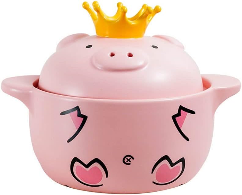 Cartoon Pattern Ceramic Round Dish Casserole/Clay Pot/Earthen Pot/Ceramic Cookware With White Lid Heat-Resistant 4L