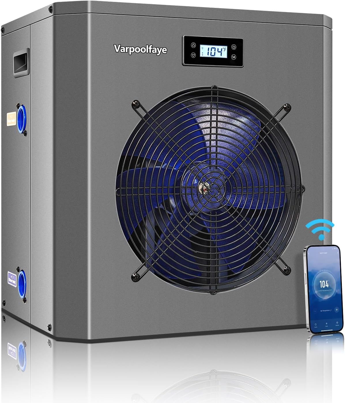 16000 BTU Swimming Pool Heat Pump 5000 Gallon Electric Pool Heater for Above Ground Pool 5KW Heating or Cooling WiFi Control Timer Pool Heater 120V 60Hz