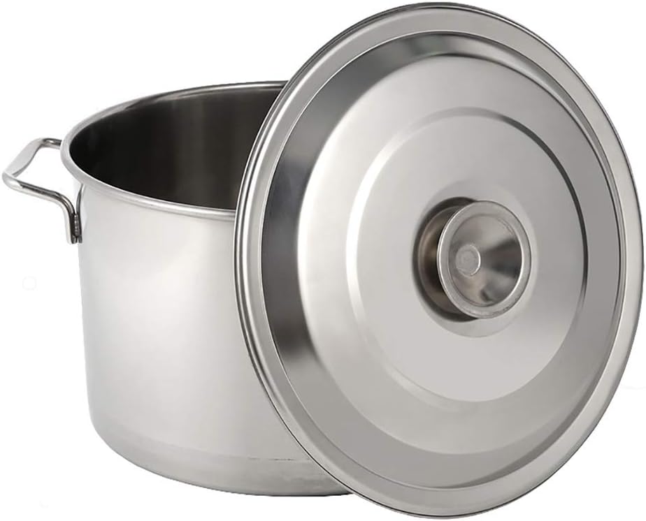 Large Food Grade 304 Stainless Steel Soup Barrel Soup Kitchen,3-Layer Composite Bottom,Diameter 22cm,Height 22cm (Silver-45cmx45cm
