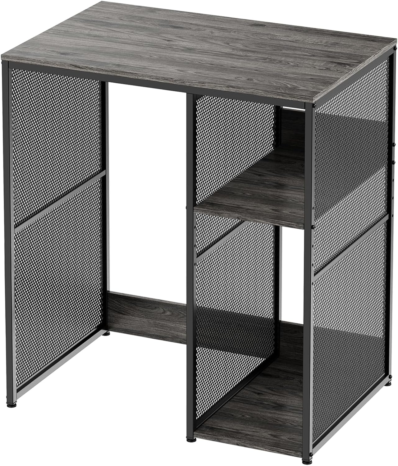 3-Tier Mini Fridge Cabinet with Storage, Industrial Style Kitchen Microwave Stand Baker Rack, Utility Storage Shelf with Mini Fridge Space for Home Kitchen Dorm, Vintage Wood