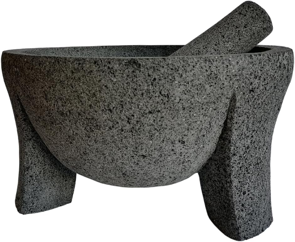 Extra Large 14-Inch Handmade Mexican Molcajete | 35cm Volcanic Rock Mortar and Pestle | Bigger Than a Basketball - Perfect for Salsa, Guacamole, and Spices